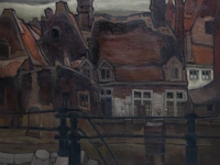 Gustaaf crommelynck (1883-1961), view of ghent, oil on canvas 100 x 108 cm. (39.36 x 42.52 in.), frame: 110 x 118 cm. (43.31 x 46.46 in.)