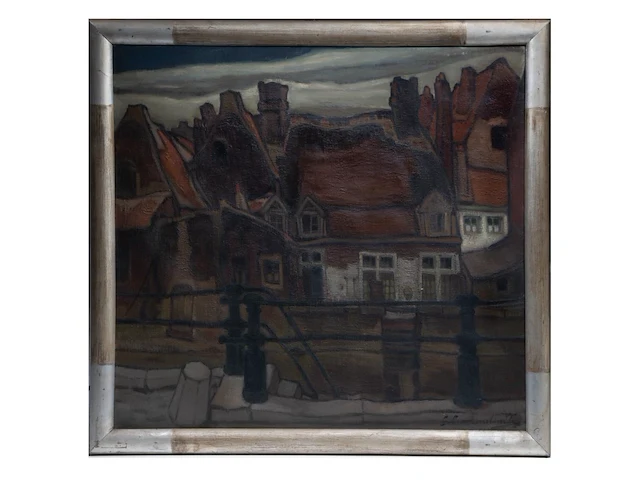 Gustaaf crommelynck (1883-1961), view of ghent, oil on canvas 100 x 108 cm. (39.36 x 42.52 in.), frame: 110 x 118 cm. (43.31 x 46.46 in.) - afbeelding 2 van  6