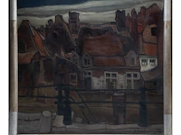 Gustaaf crommelynck (1883-1961), view of ghent, oil on canvas 100 x 108 cm. (39.36 x 42.52 in.), frame: 110 x 118 cm. (43.31 x 46.46 in.) - afbeelding 2 van  6