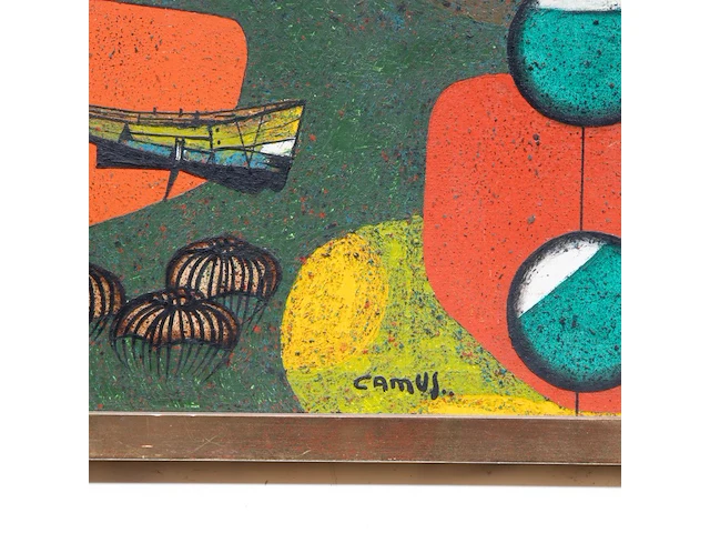 Gustave camus (1914-1984), 'les 3 pieges bleus', oil on canvas - afbeelding 4 van  8