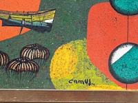 Gustave camus (1914-1984), 'les 3 pieges bleus', oil on canvas - afbeelding 4 van  8