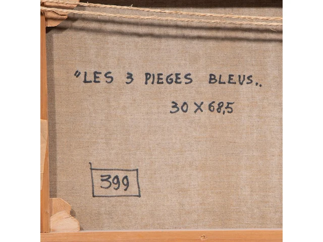 Gustave camus (1914-1984), 'les 3 pieges bleus', oil on canvas - afbeelding 6 van  8