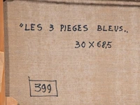 Gustave camus (1914-1984), 'les 3 pieges bleus', oil on canvas - afbeelding 6 van  8