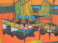 Gustave camus (1914-1984), 'les 3 pieges bleus', oil on canvas - afbeelding 7 van  8