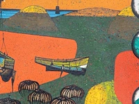 Gustave camus (1914-1984), 'les 3 pieges bleus', oil on canvas - afbeelding 8 van  8