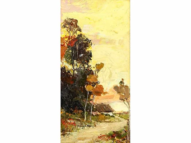Gustave helinck - herfstlandschap - olie op paneel - afbeelding 1 van  4