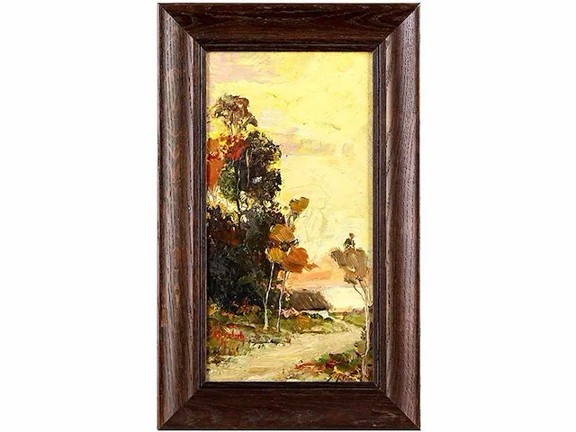 Gustave helinck - herfstlandschap - olie op paneel - afbeelding 3 van  4