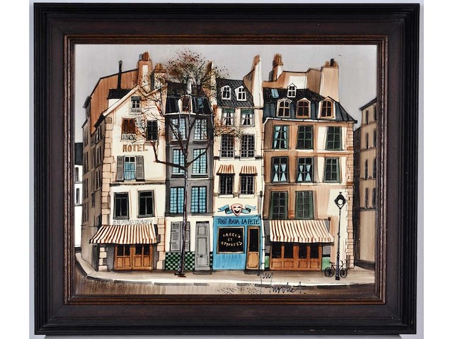Guy nochet - parijse straatgevels - olie op doek - 46x55 cm - afbeelding 7 van  9