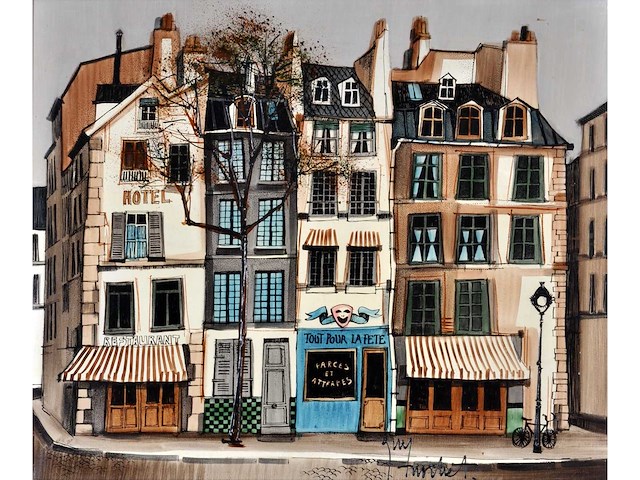 Guy nochet - parijse straatgevels - olie op doek - 46x55 cm - afbeelding 1 van  9