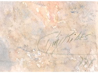 Guy ribes (1948– ) - bloeiend landschap in nevel - aquarel - afbeelding 2 van  6