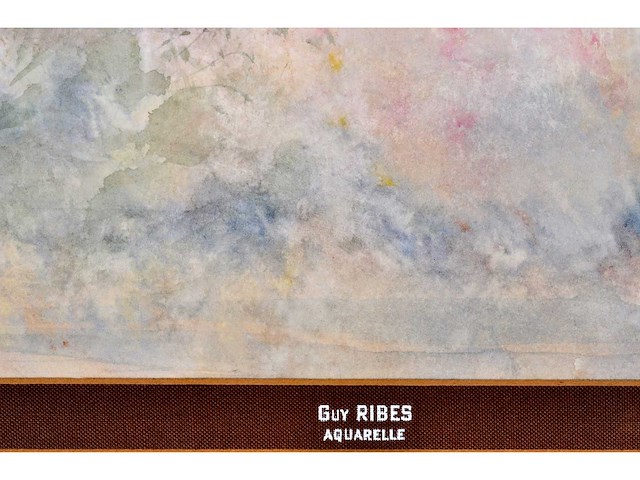 Guy ribes (1948– ) - bloeiend landschap in nevel - aquarel - afbeelding 4 van  6