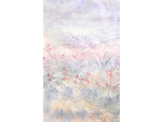 Guy ribes (1948– ) - bloeiend landschap in nevel - aquarel - afbeelding 5 van  6