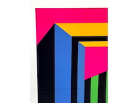 Guy vandenbranden - geometrisch abstract - zeefdruk - ingelijst - 1973 - afbeelding 4 van  7