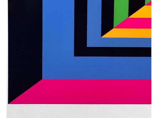 Guy vandenbranden - geometrisch abstract - zeefdruk - ingelijst - 1973 - afbeelding 6 van  7