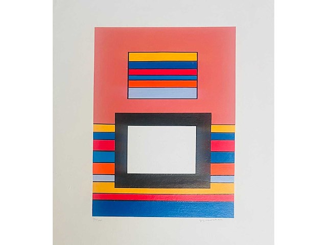 Guy vandenbranden - geometrische compositie - kleurenzeefdruk - afbeelding 1 van  2