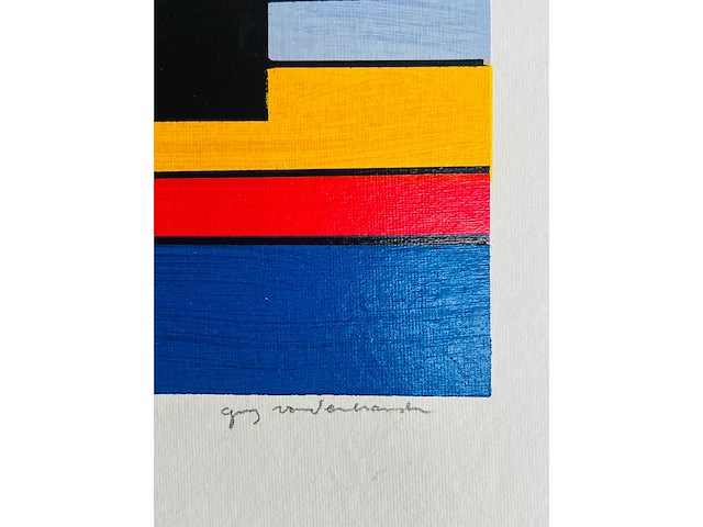 Guy vandenbranden - geometrische compositie - zeefdruk - ingelijst - afbeelding 3 van  13