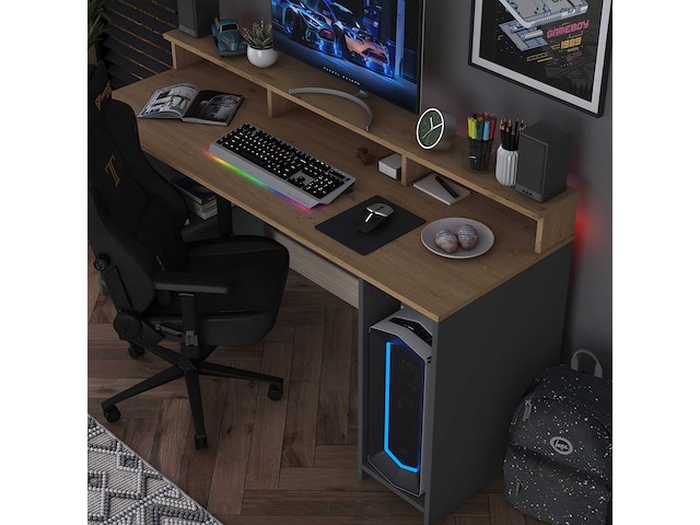 Ha122 - 3000 bureau | 100% melamine | walnoot, antraciet - afbeelding 7 van  8
