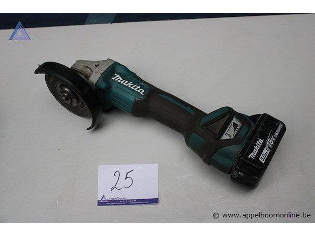 Haakse slijper - accu - makita - 18v 5.0ah - afbeelding 1 van  3
