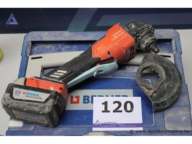 Haakse slijper - berner - bacag-125-3-18-ec oplader - berner - 18v 4.0 ah toebehoren - beschermkap, koffer - afbeelding 1 van  3