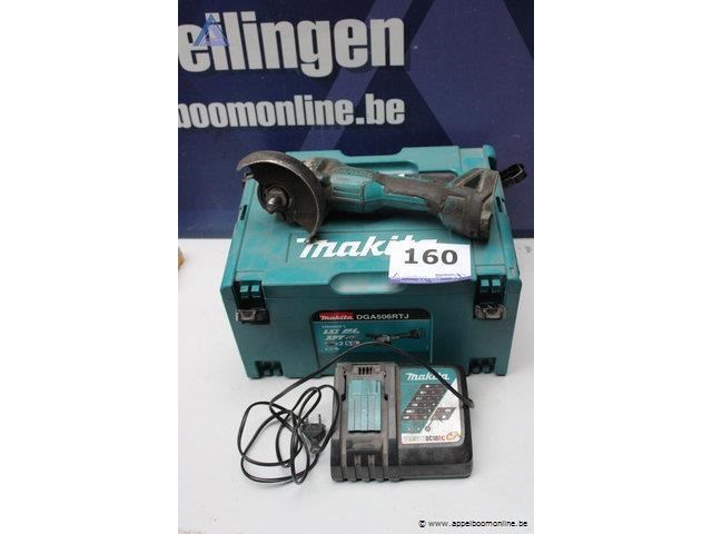 Haakse slijper - makita - dga506rtj, zonder batterij oplader - makita - dc18rc toebehoren - koffer - afbeelding 1 van  3