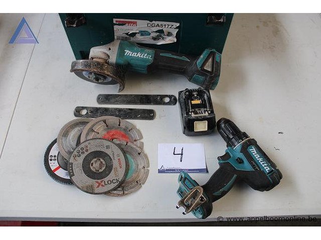 Haakse slijper - makita - dga517 accuboormachine - makita accu - makita slijpschijf set - bosch - x-lock uiterlijk opbergkoffer - makita - afbeelding 1 van  2
