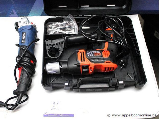 Haakse slijper - vipro klopboormachine - black+decker - kd860ka toebehoren - diverse boortjes - afbeelding 1 van  3