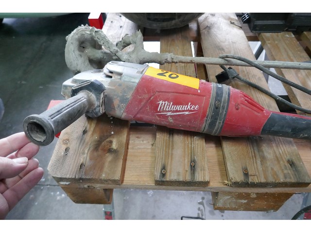 Haakse slijper milwaukee + mortelmixer hikoki - afbeelding 2 van  6