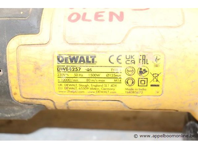 Haakse slijptol dewalt dwe4257-qs - afbeelding 3 van  3