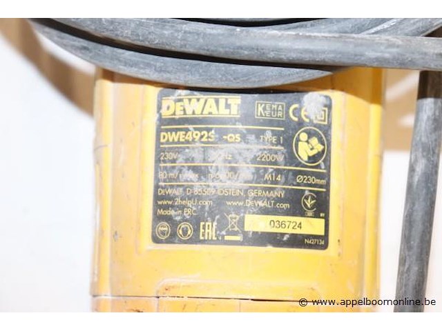 Haakse slijptol dewalt dwe492-qs - afbeelding 3 van  3