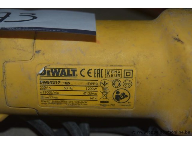 Haakse slijptol dewalt lwe4217-qs - afbeelding 2 van  2