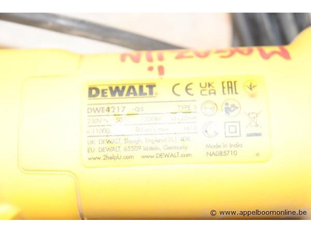Haakse slijptol dwe4217-qs - afbeelding 3 van  3