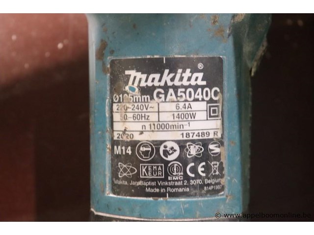 Haakse slijptol makita ga5040c, 1400w - afbeelding 2 van  3
