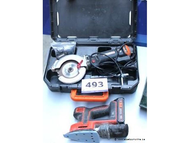 Haakse slijptol worx en hoekschuurmachine black & decker, werking niet gekend - afbeelding 1 van  3