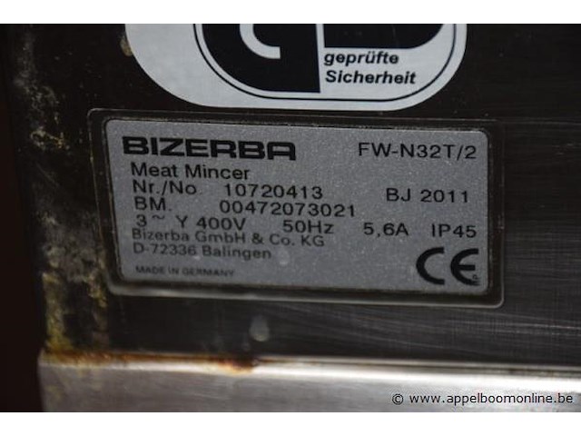 Hakmolen bizerba, fw-n32t/2 met toebehoren - afbeelding 3 van  4