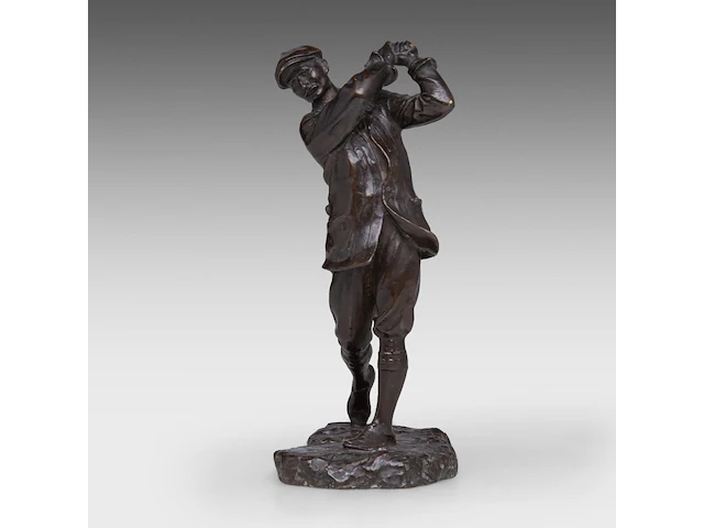 Hal ludlow (1861-1925), 'harry vardon, english champion golfer, patinated bronze 23.5 cm. (9 1/4 in.) - afbeelding 1 van  9