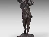 Hal ludlow (1861-1925), 'harry vardon, english champion golfer, patinated bronze 23.5 cm. (9 1/4 in.)