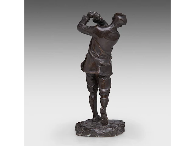 Hal ludlow (1861-1925), 'harry vardon, english champion golfer, patinated bronze 23.5 cm. (9 1/4 in.) - afbeelding 4 van  9