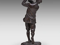 Hal ludlow (1861-1925), 'harry vardon, english champion golfer, patinated bronze 23.5 cm. (9 1/4 in.) - afbeelding 4 van  9