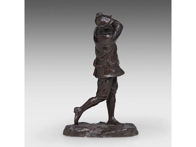 Hal ludlow (1861-1925), 'harry vardon, english champion golfer, patinated bronze 23.5 cm. (9 1/4 in.) - afbeelding 5 van  9