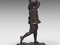 Hal ludlow (1861-1925), 'harry vardon, english champion golfer, patinated bronze 23.5 cm. (9 1/4 in.) - afbeelding 5 van  9