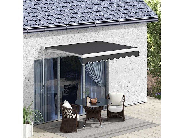 Halfcassette intrekbaar elektrisch/handgeschakeld luifel, afstandsbediening, aluminium frame, 2,5 x 2 m, grijs - afbeelding 2 van  8