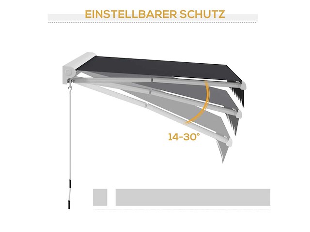Halfcassette intrekbaar elektrisch/handgeschakeld luifel, afstandsbediening, aluminium frame, 2,5 x 2 m, grijs - afbeelding 5 van  8