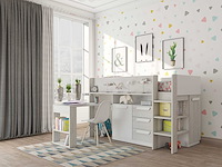 Halfhoogslaper beau 90x200 met bureau - wit - afbeelding 3 van  7