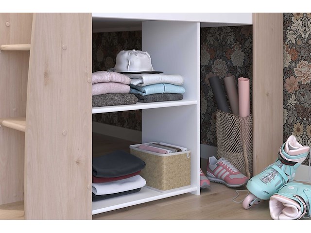 Halfhoogslaper duffy 90x200cm met bureau - wit / eikdecor - afbeelding 2 van  7