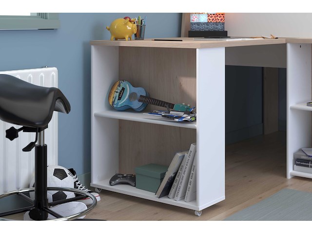 Halfhoogslaper duffy 90x200cm met bureau - wit / eikdecor - afbeelding 1 van  7