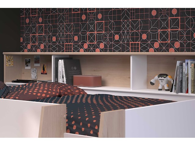 Halfhoogslaper duffy 90x200cm met bureau - wit / eikdecor - afbeelding 3 van  7