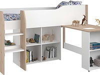 Halfhoogslaper met bureau moscon 90x200 - wit/eik - afbeelding 1 van  7