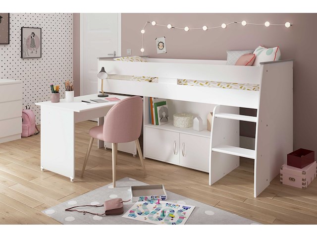 Halfhoogslaper met bureau upside down 90x200 - wit - afbeelding 2 van  7
