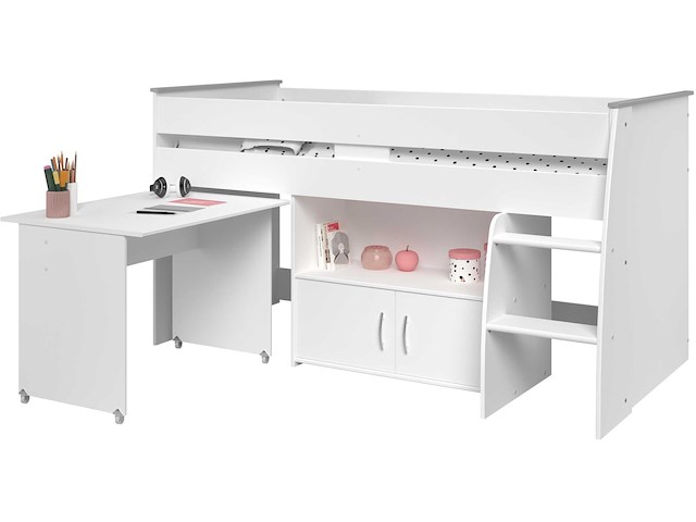 Halfhoogslaper met bureau upside down 90x200 - wit - afbeelding 3 van  7