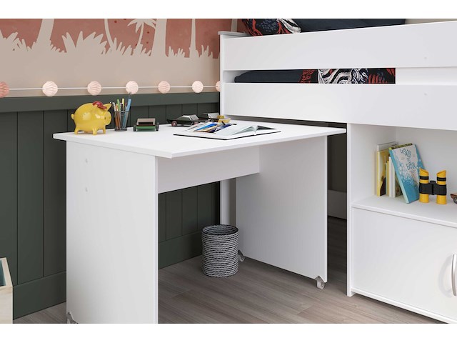Halfhoogslaper met bureau upside down 90x200 - wit - afbeelding 4 van  7